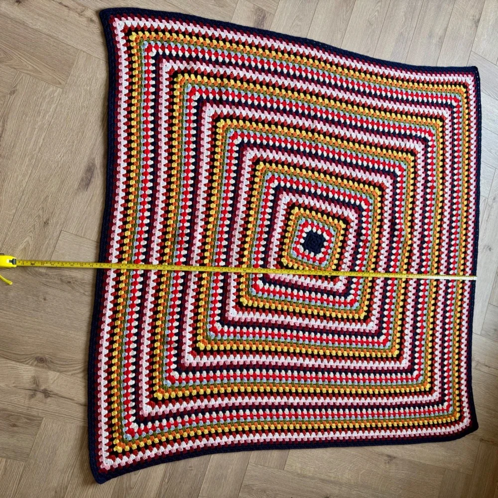 VTG Handmade Crochet Granny‎ Square Afghan Throw Blanket 53